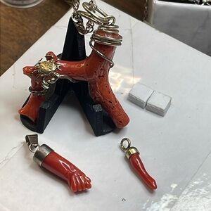 Tropical Coral with 925 wire made to a charm 3 pieces total